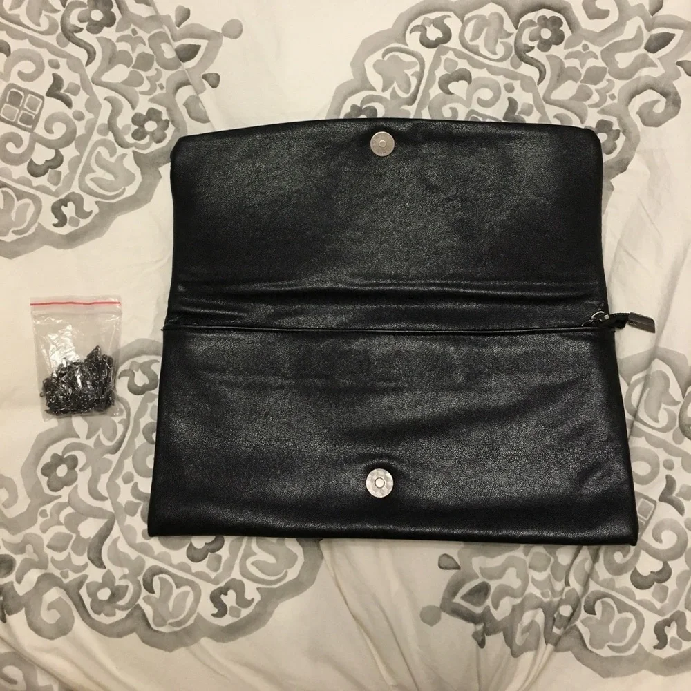 NWOT Black & Silver Chain Clutch w/Crossbody Strap